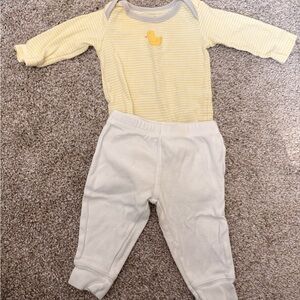 Yellow and Cream Striped Duck Onesie and Pants